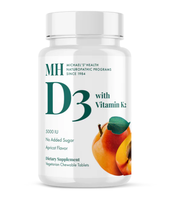 Vitamina D3 (5000 UI) con Vitamina K2 (90 Masticables), Michael´s Health