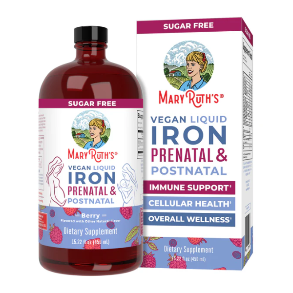 Hierro Prenatal y Posnatal Sabor Frutos Rojos, Liquido (15.22 fl oz/450 ml), Mary Ruth´s
