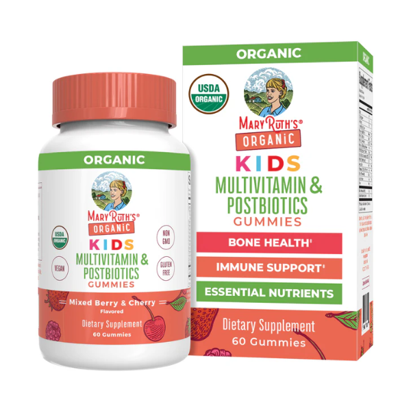 Kids Organic Multivitamin + Postbiotic Gummies/kids multi + posbiotic organic gummies/60 Mary Ruths Gummies