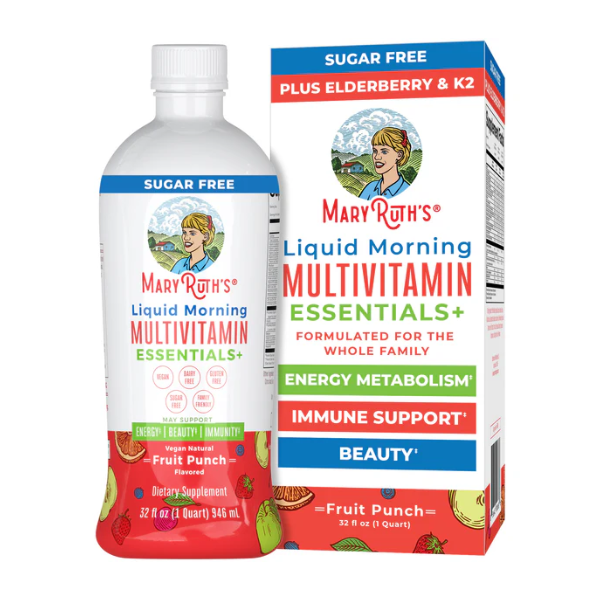 Multivitaminico Matutino sabor Ponche de Frutas sin Azucar (32fl oz/ 946ml), Mary Ruth´s