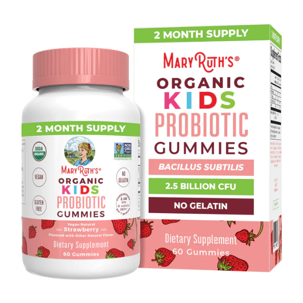 Probioticos Organicos para Niños Sabor Fresa (60 gomitas), Mary Ruth´s