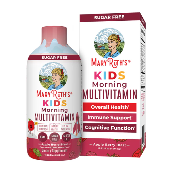 Multivitaminico Matutino para Niños Liquido Sabor Manzana y Bayas (15.22 fl oz 450 ml), Mary Ruth's