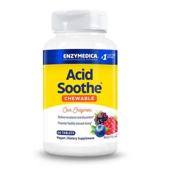 Acid Soothe™ Alivio para el Acidez (60 tabs masticables), Enzymedica