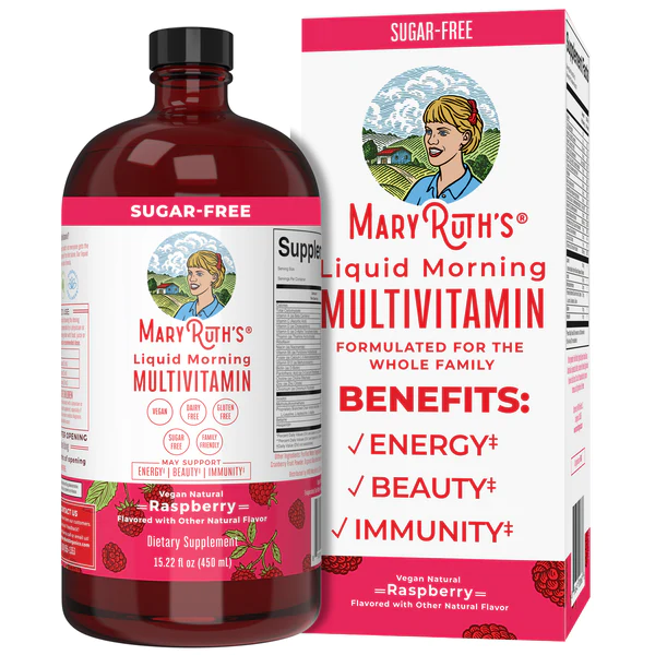 Multivitaminico Matutino Sabor Frambuesa, Liquido (15.22 fl oz/450ml), Mary Ruth's