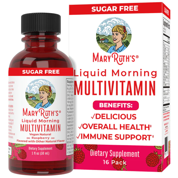 OFERTA 50% Multivitaminico Matutino 30 ml Sabor Frambuesa, Liquido (Paquete c/16pzas), Mary Ruth´s