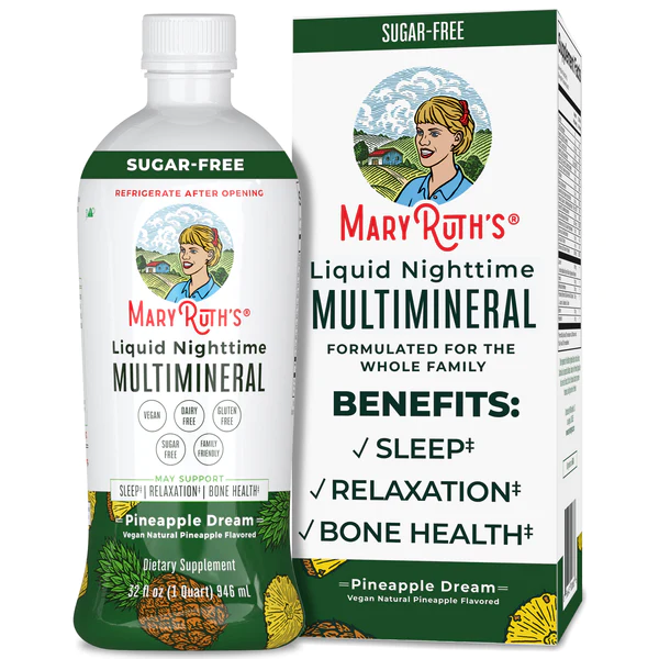 Multimineral Nocturno Sabor Piña, Liquido (32 fl oz/946ml), Mary Ruth´s