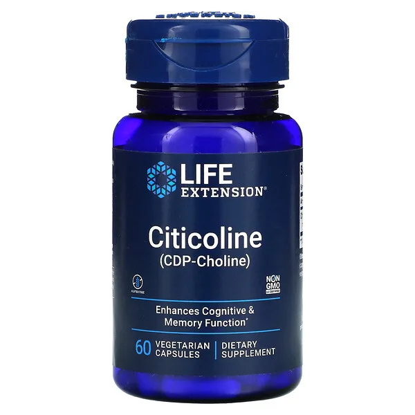 Citicolina (CDP-Colina) Función del Cerebro (60 veg caps), Life Extension