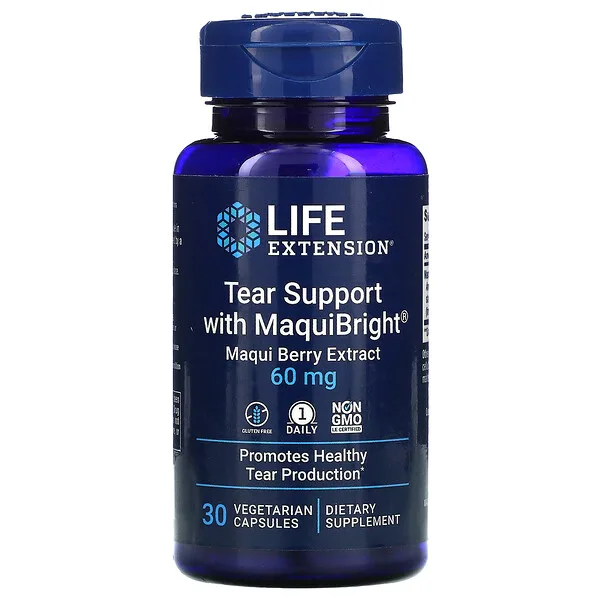 Soporte Para Lagrimeo De Ojos 60 mg con Bayas De Maqui Extracto, (30 veg caps), Life Extension