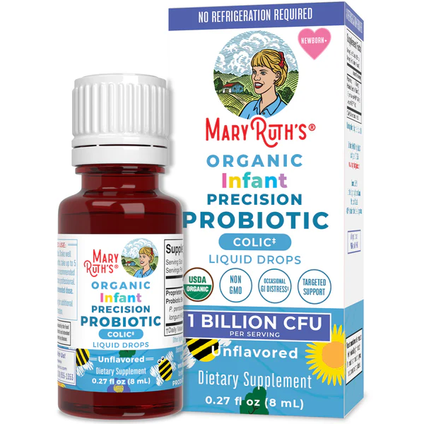 OFERTA 50% Probiotico Organico para Colicos de Infantes, Liquido (0.27 fl o oz 28ml), Mary Ruth´s