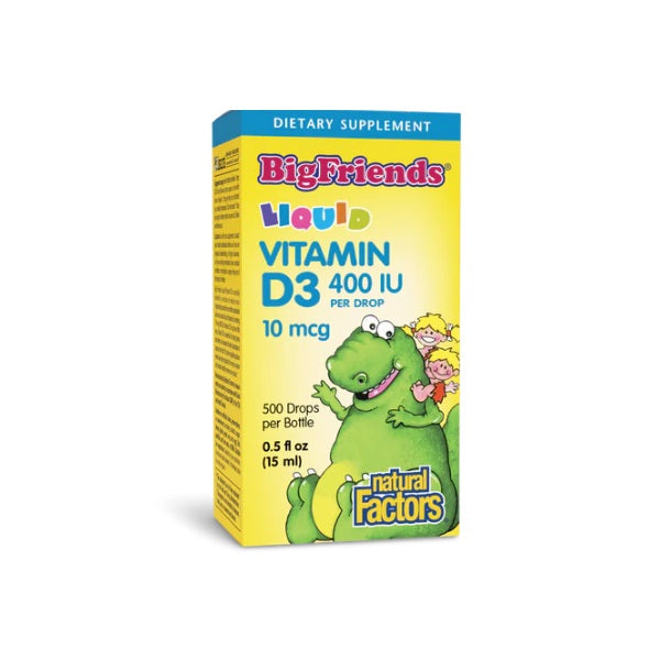 BigFriends® Vitamina D3, 10 mcg (400 IU) Liquida (0.5 fl. Oz.), Natural Factors