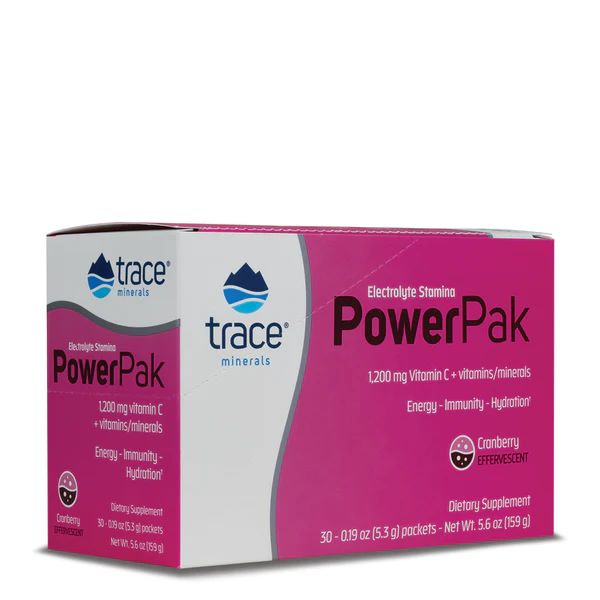 Electrolitos 1200mg Vitamina C- Cranberry/Arándano (30 pack de 0.19oz/5.3gr), Trace Minerals