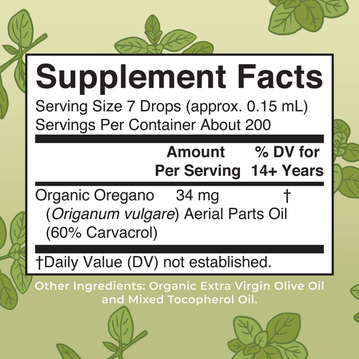 Organic Oregano Oil Liquid Drops/Oil of Oregano Herbal 1 oz (30ml) Mary Ruths