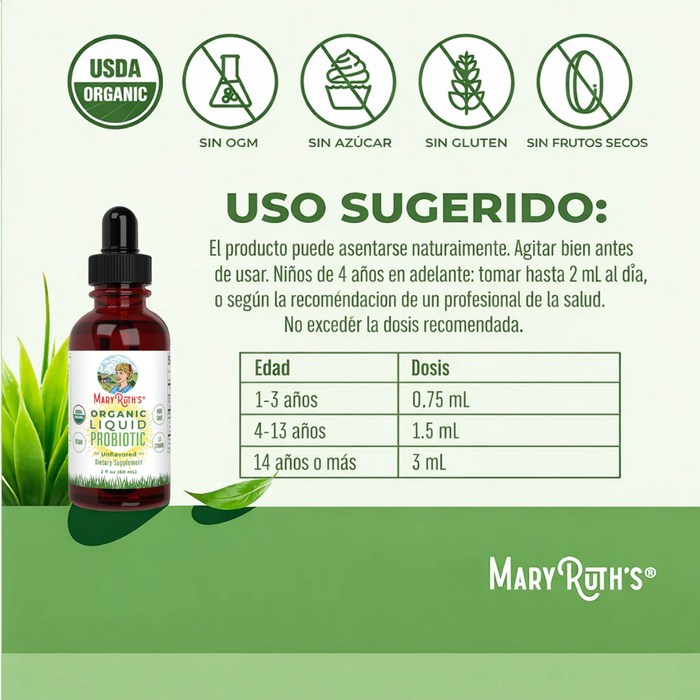 Probiótico Orgánico, apoyo inmunologico, Liquido 60 ml (2 fl oz), MaryRuth's