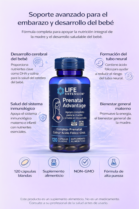 Complejo Prenatal, Prenatal Advantage (120 softgels), Life Extension