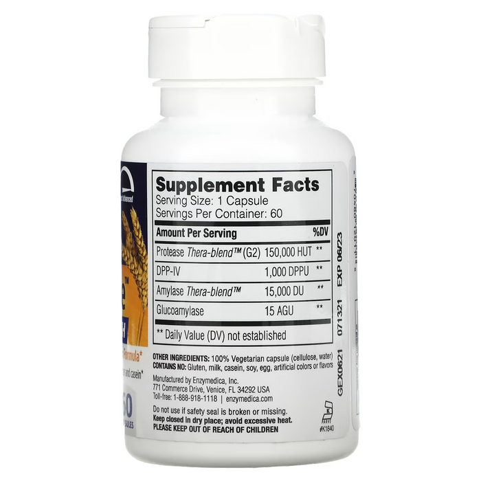 CC GlutenEase™  Extra Fuerte para Gluten y Lacteos (60 caps), Enzymedica