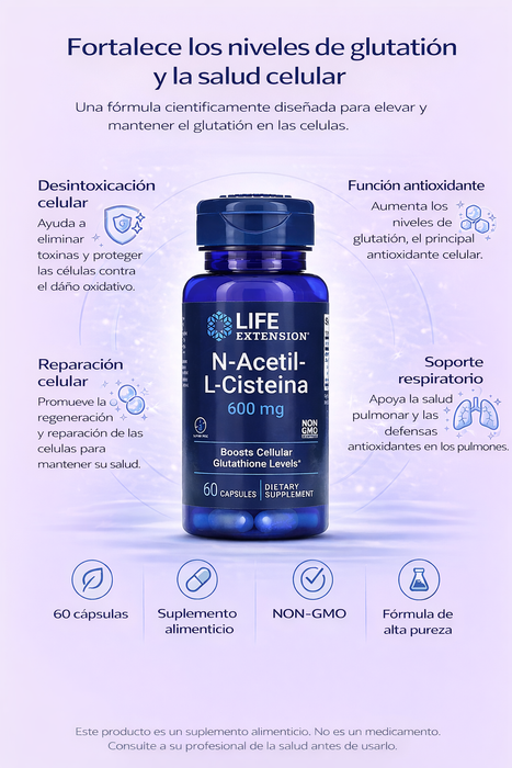 NAC N-Acetil-L-Cisteina 600 mg (60 caps), Life Extension