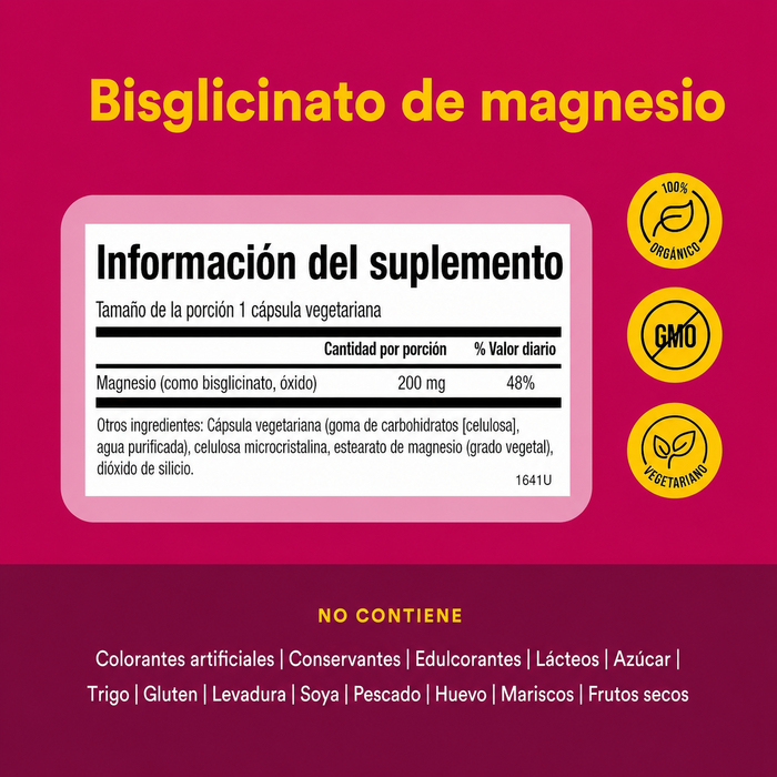 Glicinato de Magnesio 200 mg (120 vcap), Natural Factors