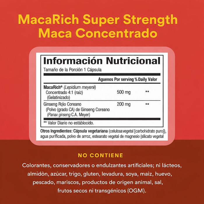 EX Concentrado de Maca Alta Potencia 500 mg MacaRich® (90 veg caps), Natural Factors