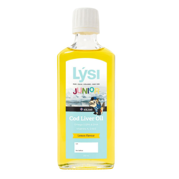 Aceite de Higado de Bacalao Junior Sabor Limón (240 ml), Lysi