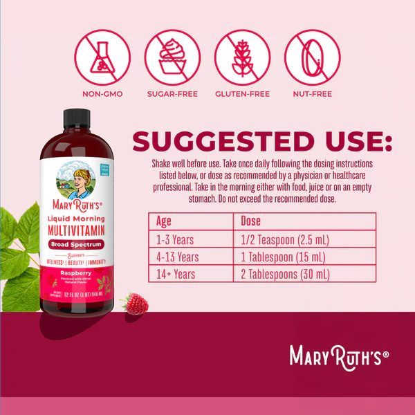 Multivitaminico Matutino Sabor Frambuesa, Liquido (30 fl oz 887 ml), Mary Ruth's