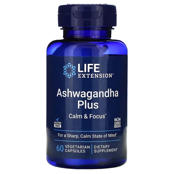Ashwagandha Plus Calma y Concentración (60 veg caps), Life Extension