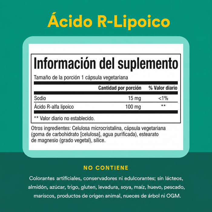 Acido R-Lipoico 100 mg (60 vcap), Natural Factors