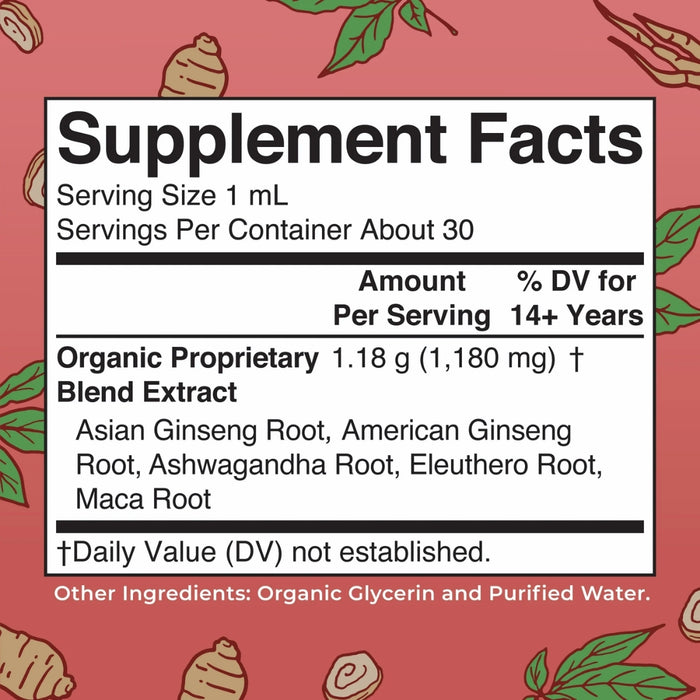 Vitalidad de Ginseng Organico, Liquido 30 ml (1 fl oz), Mary Ruth's