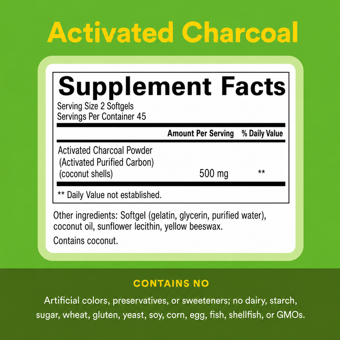 Carbon Activado 500 mg (90 softgels), Natural Factors