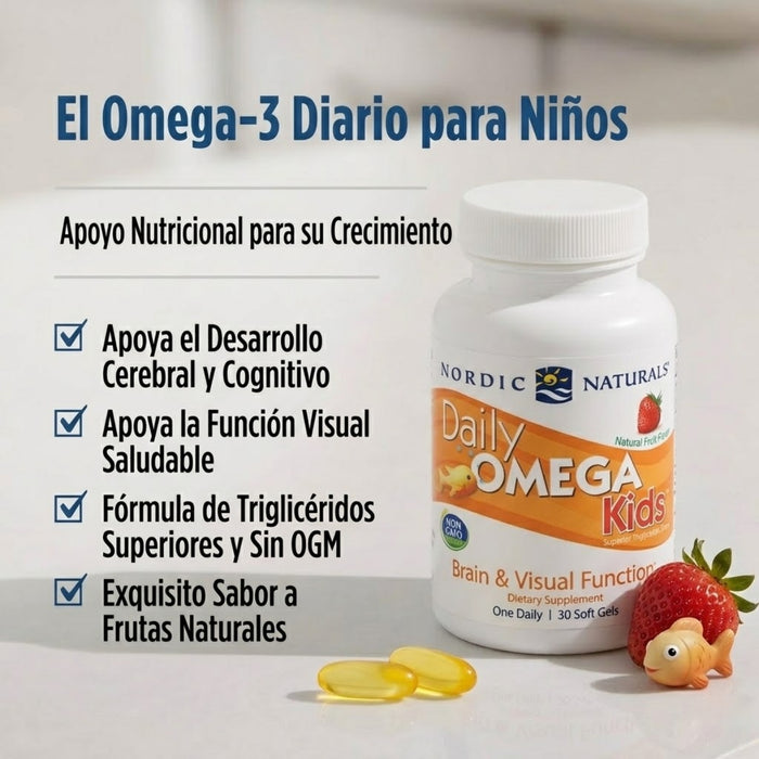 Omega Diario para Niños Sabor Fresa (30 softgels), Nordic Naturals