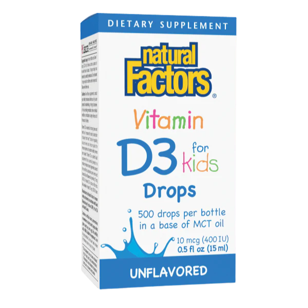 Vitamina D3 para Niños 10 mcg, 10 mcg (15 ml 0.5 oz), Natural Factors