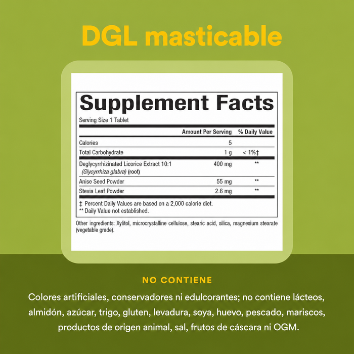DGL, Apoyo Digestivo (90 tabs masticables), Natural Factors