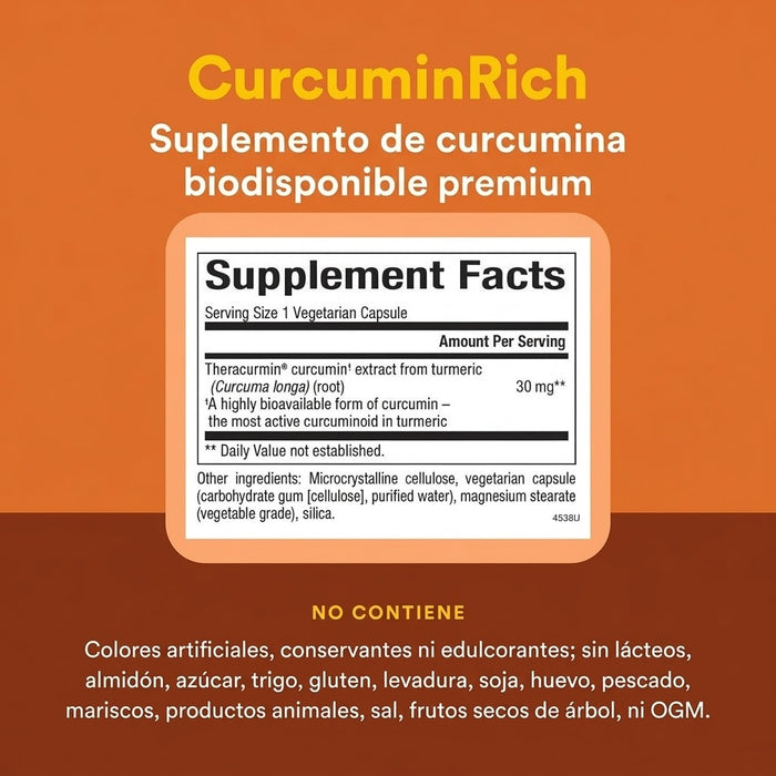 Extracto de Curcuma CurcuminRich® Theracurmin® (30 vcap), Natural Factors