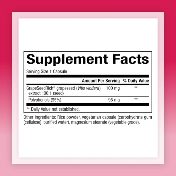 Extracto de Semilla de Uva 100 mg GrapeSeedRich® (90 veg caps), Natural Factors