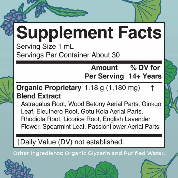 Organic Adrenal &amp; Focus Herbal Blend 1oz (30ml) Mary Ruth/Organic Adrenal &amp; Focus Herbal Blend