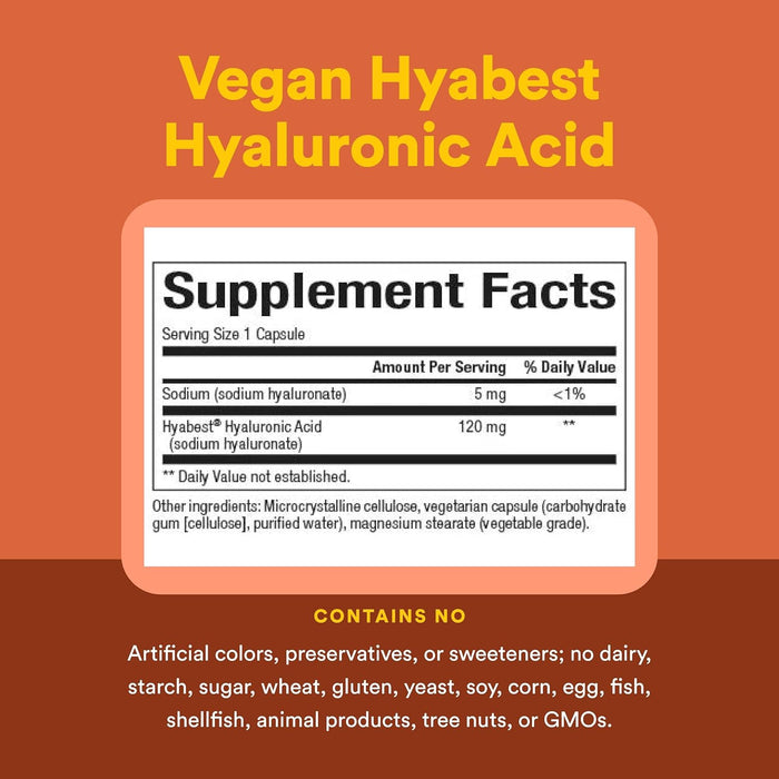 Acido Hialuronico Vegano 120 mg Hyabest® (60 veg caps), Natural Factors