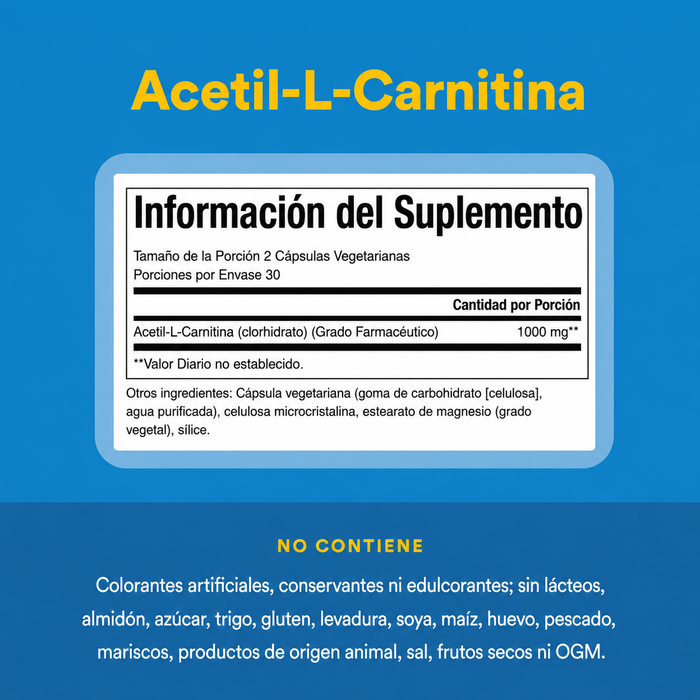 Acetil-L-Carnitina 500 mg (60 vcap), Natural Factors
