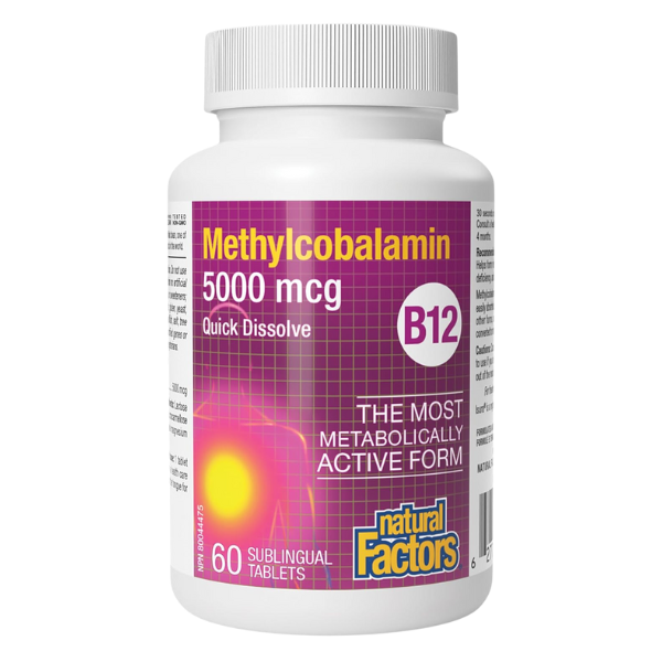 B12 Metilcobalamina 5,000 mcg Masticable (60 tabs), Natural Factors