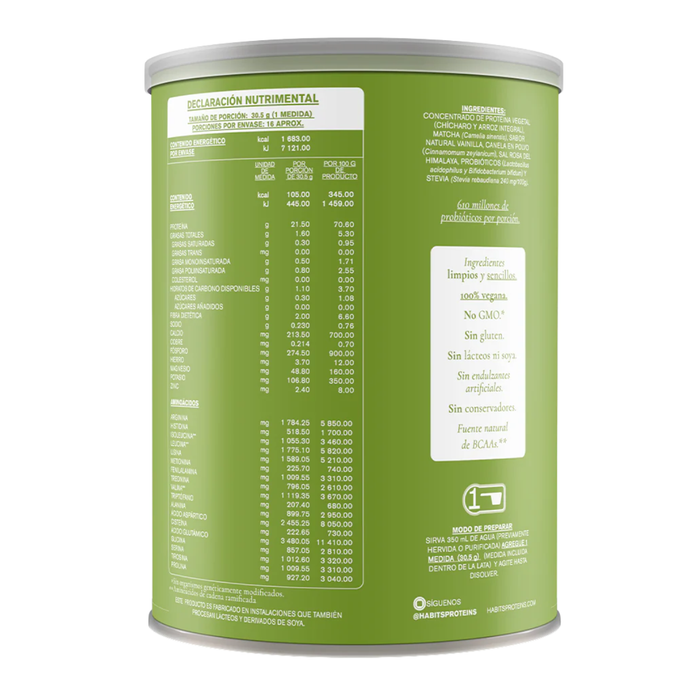 Proteína Probiótica Sabor Matcha Vainilla (488 g), Habits