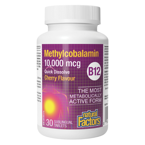 B12 Metilcobalamina 10,000 mcg Masticable (30 tabs), Natural Factors