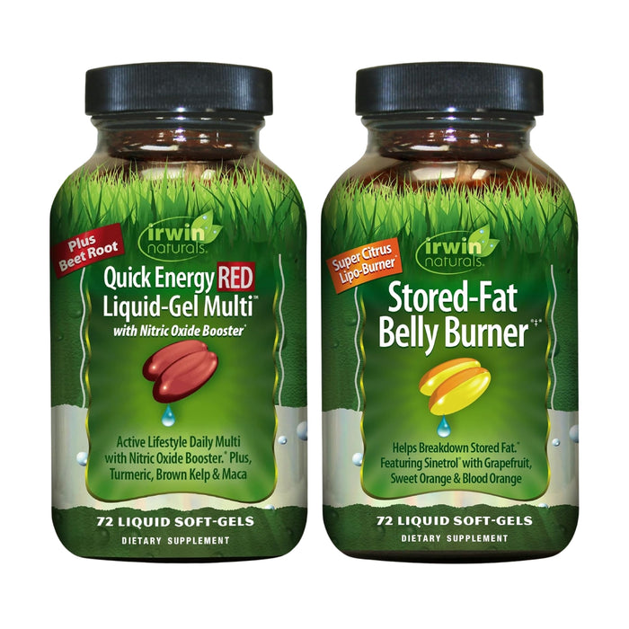 Kit #1 Multivitaminico Quick Energy Red + Quemador de Grasa Abdominal Almacenada, Irwin Naturals