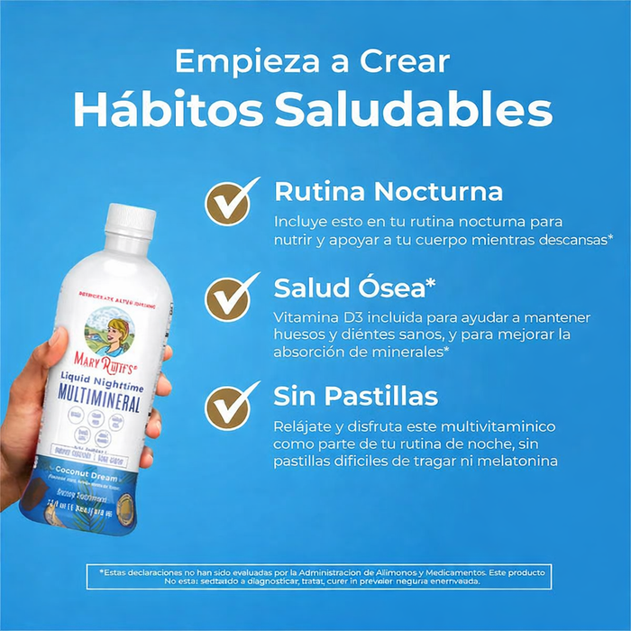 Multimineral Nocturno Sabor Coco, Liquido 450 ml (15.22 fl oz), Mary Ruth's