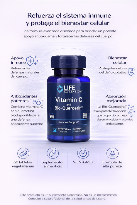 Fitosoma De Vitamina C y Bio-Quercetina (60 tabs), Life Extension