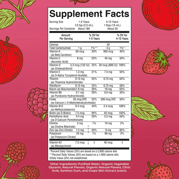 Multivitaminico Matutino para Niños  Liquido Sabor Manzana y Bayas (15.22 fl oz 450 ml), Mary Ruth's