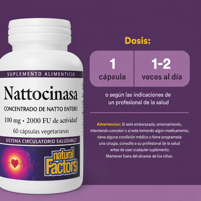 Nattoquinasa 100 mg (60 vcap), Natural Factors