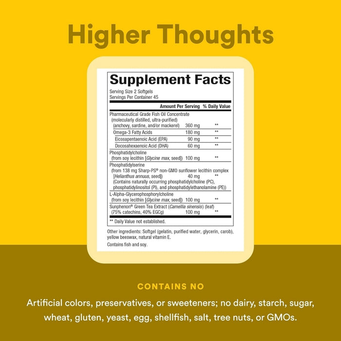 3 Brains® Higher Thoughts® Salud Cognitiva y Cardiovascular (90 softgels), Natural Factors
