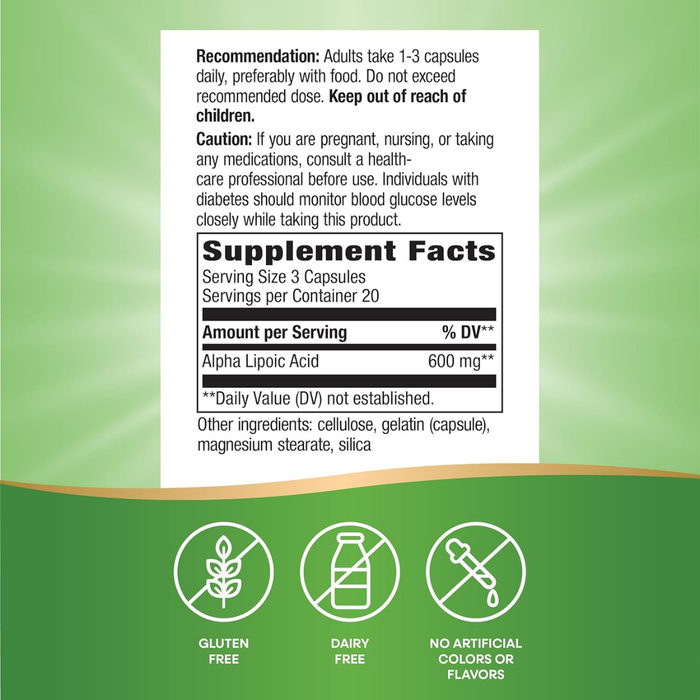 Acido Alfa Lipoico 600 mg (60 caps), Nature's Way
