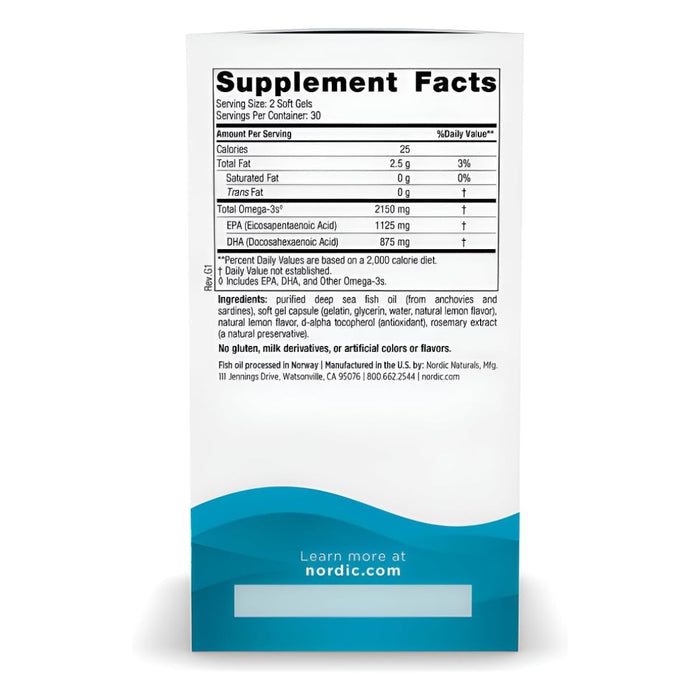 Ultimate Omega 2X Sabor Limón (60 softgels), Nordic Naturals