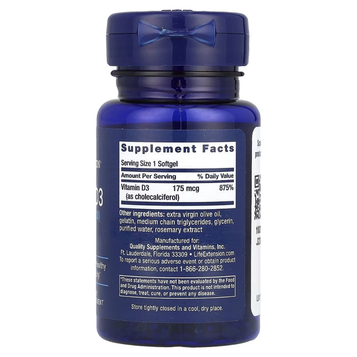 Vitamina D3 175 mcg (7000 IU)(60 softgels), Life Extension