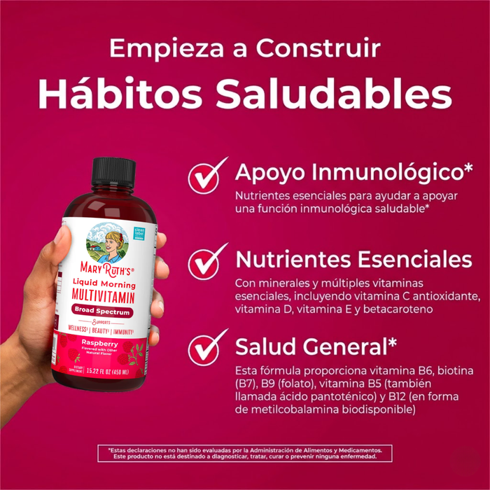 Multivitaminico Matutino Sabor Frambuesa, Liquido 450 ml (15.22 fl oz), Mary Ruth's