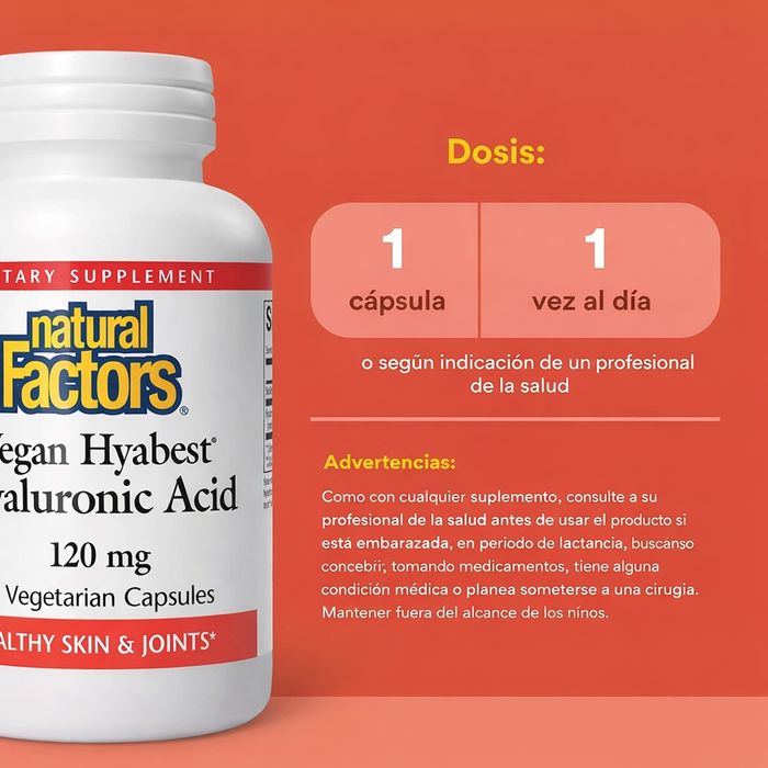 Acido Hialuronico Vegano 120 mg Hyabest® (60 veg caps), Natural Factors